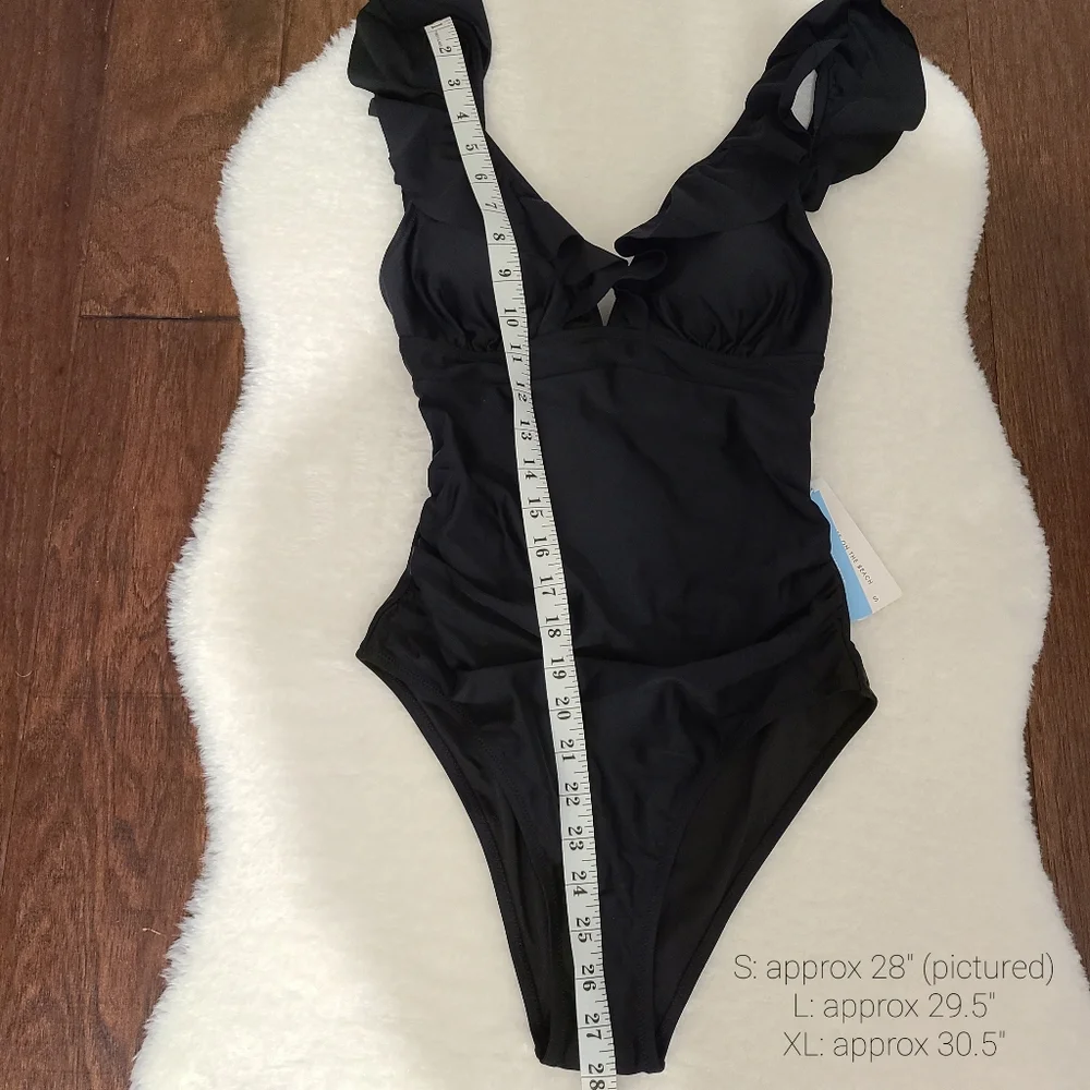 NWT Black Ruffle One Piece Cupshe Swim Suit - Picture 10 of 11